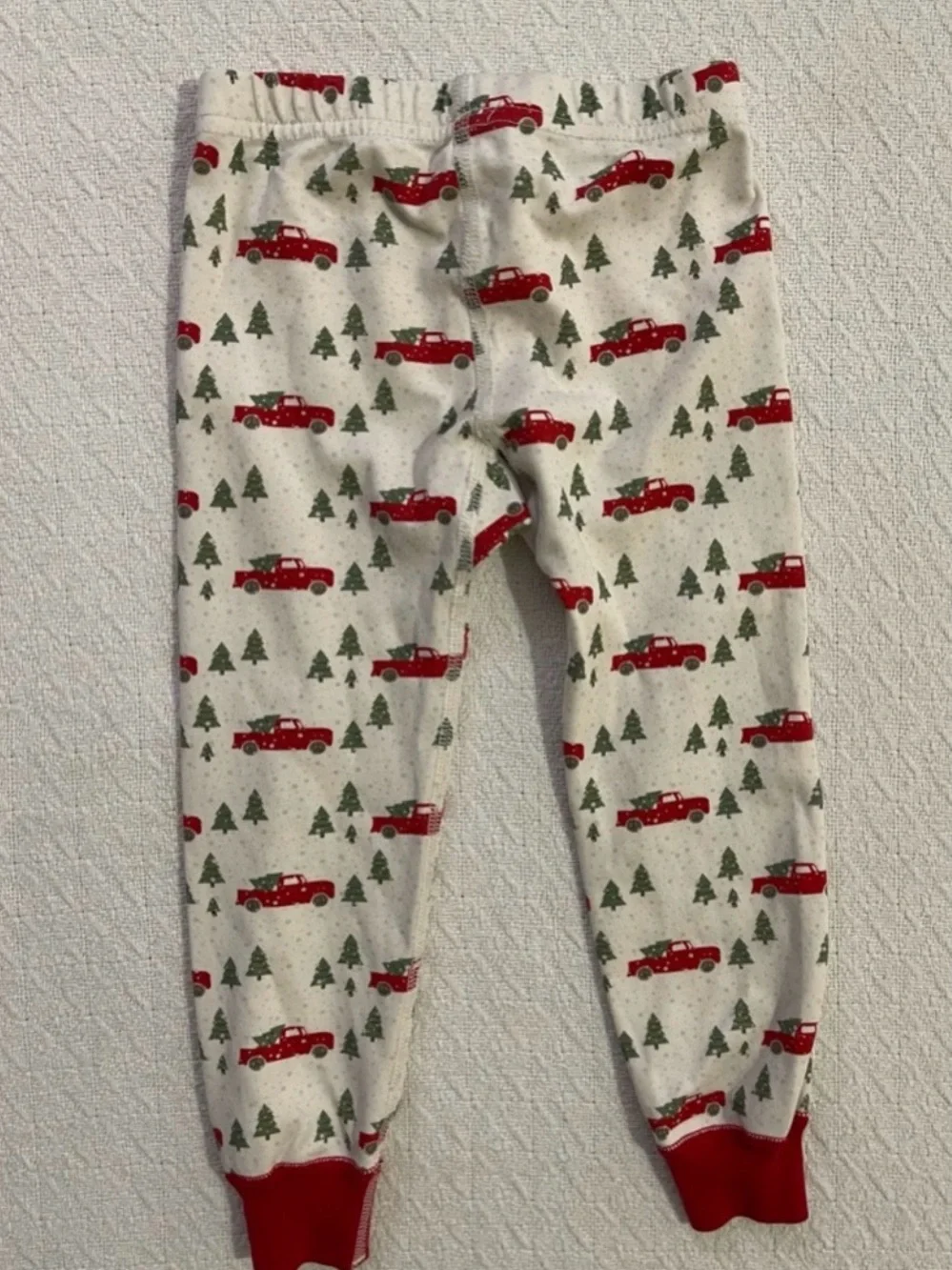 Pajamas for Peace Pima Cotton Trim a Tree Pajama Set with Red Trucks